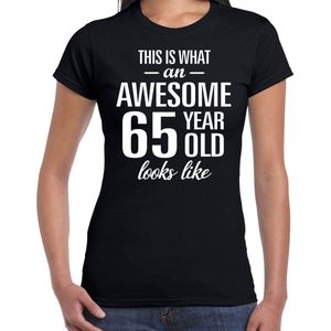 Awesome 65 year - geweldige cadeau t-shirt zwart dames - Verjaardag cadeau