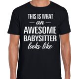 Awesome Babysitter / oppas cadeau t-shirt zwart voor heren