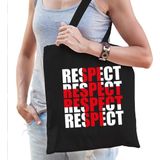 Respect voor zorgpesoneel / hulpverleners - katoenen tas zwart voor dames - waardering / steun tassen - kado /  tasje / shopper
