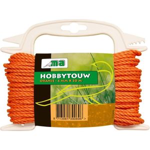 Oranje touw/draad 4 mm x 20 meter - Hobby/klus touw gedraaid - Dik en stevig touw voor binnen en buiten gebruik