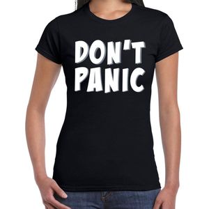 Dont panic geen paniek t-shirt zwart voor dames - crisis - t-shirt shirtje