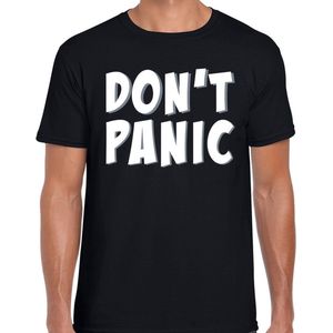 Dont panic geen paniek t-shirt zwart voor heren - crisis t-shirt shirtje