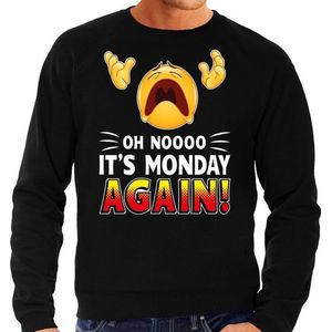 Funny emoticon sweater Oh nooo its monday again zwart heren