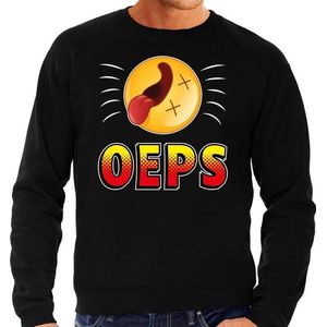 Funny emoticon sweater Oeps zwart voor heren - Fun / cadeau trui XL