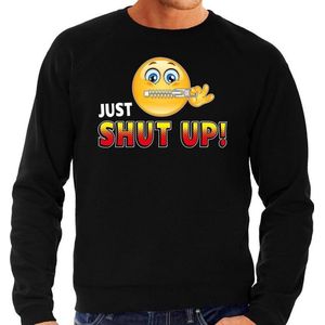 Funny emoticon sweater Just shut up zwart voor heren - Fun / cadeau trui XL