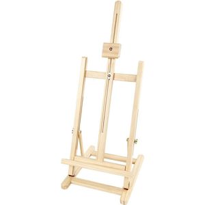 Het Schilderen Van Tribune Houten Schildersezel Met Kleurenpalet Stock