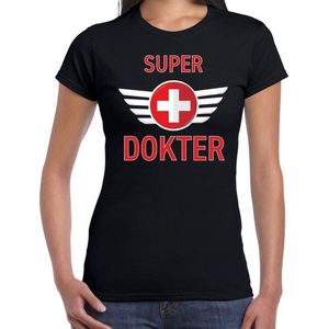 Super dokter cadeau t-shirt zwart voor dames