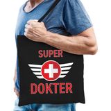 Super dokter / doctor cadeau katoenen tas zwart voor heren - zorgpersoneel kado /  tasje / shopper