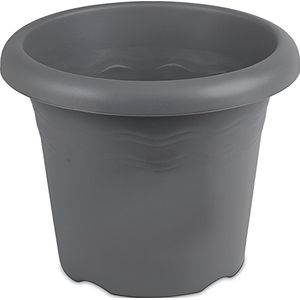 Rond grijs plantenbakje/bloemenbakje/bloempotje Flori 20 cm kunststof/plastic