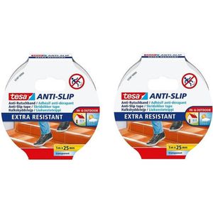 2x Tesa anti sliptape extra transparant 25 mm x 5 m - Anti sliptape 25 mm x 5 m