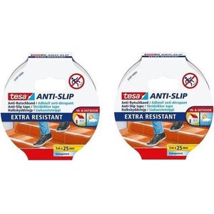 2x Tesa Anti Sliptape Extra Transparant 25 Mm X 5 M - Anti Sliptape 25 Mm X 5 M