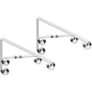 2x Witte stalen plankdragers Jutta 13 x 13 cm tot 30 kg - Plankdragers