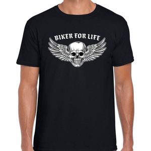 Biker for life fashion t-shirt motorrijder zwart voor heren - Feestshirts