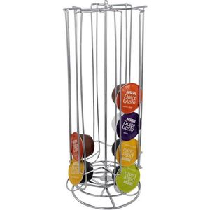 Koffie cupcarroussel/capsule houder 28 cups - Cup houder met draaivoet van metaal 12 cm