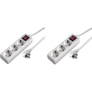 2x Stuks Stekkerdoos/Wandcontactdoos 3-voudig met Schakelaar - Snoer van 140 cm
