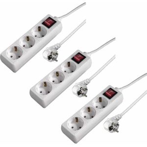Verlengkabel met 3 Schuko stopcontacten, 3-in-1 stekkeradapter met flexibele kabel, drievoudige stekker, 3680 W verlengkabel, meervoudige stopcontact, Duitse converter bus 1,5 mm², 16 A/250 V, zwart