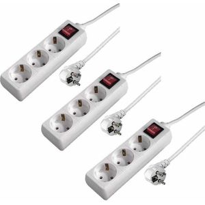 Tafelcontactdoos - 3x - 3-voudig - schakelaar - met 1,4 meter snoer - stekkerdoos - Stekkerblokken