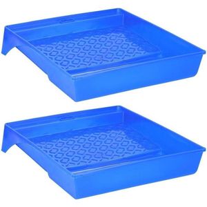 Set van 2x Verfbak opvang lekbak blauw - Voor rollers tot 35 x 29 cm - Verfbenodigdheden - Schilderbenodigdheden - Huis schilderen/verven