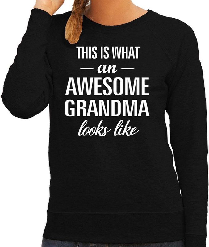 Awesome grandma / oma cadeau trui zwart voor dames