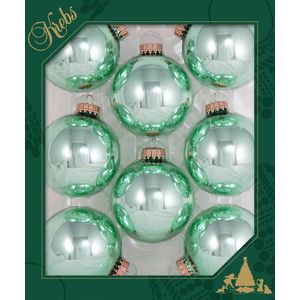 8x Sea foam groene glazen kerstballen glans 7 cm kerstboomversiering - Kerstversiering/kerstdecoratie mintgroen/groen