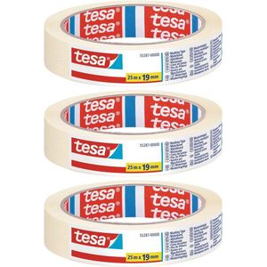 Set van 3x Afplaktape/Schilderstape 19 Mm X 25 M - Verf Afplakband/Tape - Maskeertape