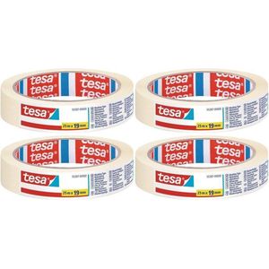 Set van 4x Afplaktape/Schilderstape 19 Mm X 25 M - Verf Afplakband/Tape - Maskeertape