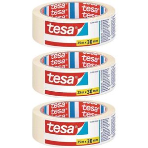 Set van 3x Afplaktape/schilderstape 30 mm x 25 m - Verf afplakband/tape - Maskeertape - Tesa Masking tape