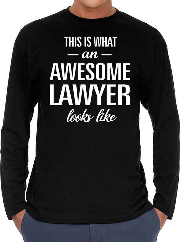 Awesome Lawyer - Shirt - Langemouwen - Zwart - Katoen - Beroepen