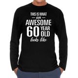 Awesome 60 year geweldige cadeaushirt long sleeves zwart heren - Verjaardag cadeau