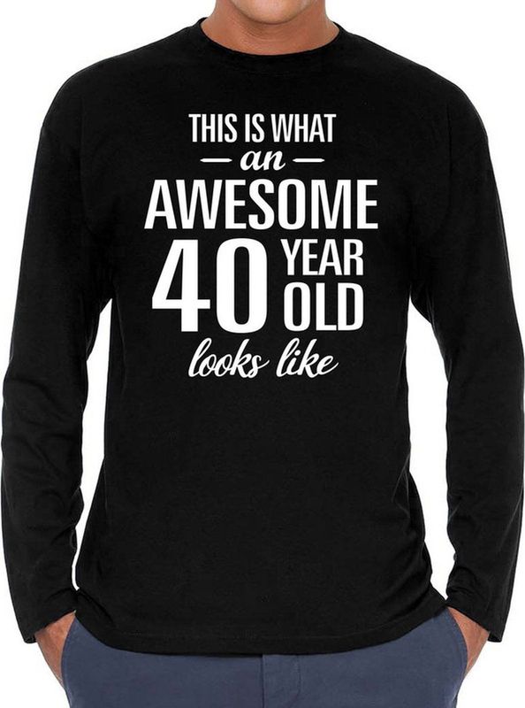 Awesome year geweldige jaar cadeaushirt long sleeves zwart heren - Verjaardag cadeau