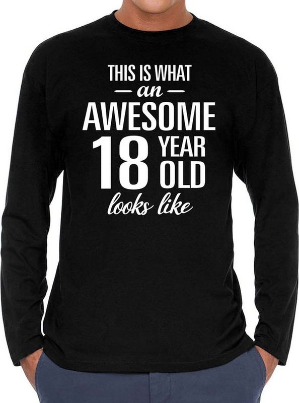 Awesome year geweldige jaar cadeaushirt long sleeves zwart heren - Verjaardag cadeau