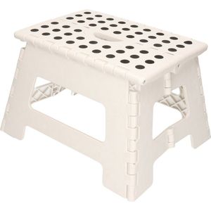Opvouwbaar Opstapje - Wit/Grijs - 1 Trede - Ruimtebesparend