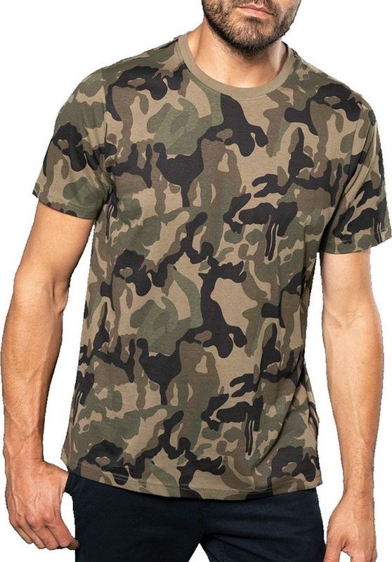 Camouflage t-shirt met korte mouwen - herenkleding - camouflage kleding - groen