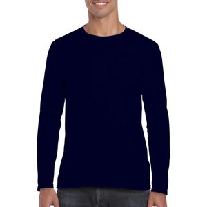 Gildan - Heren T-shirt - Donkerblauw - Katoen - Lange Mouwen