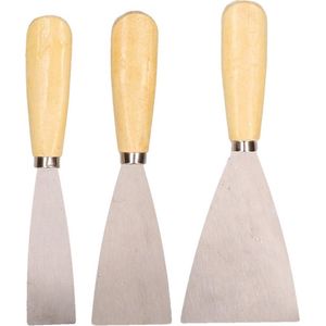 Set van 3x spatel metselen/voegen - Voegspatels - Plamuurmes met houten handvat - Breedte 2,5 - 4,5 - 7 cm