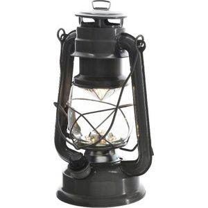Lumineo Stormlantaarn - LED licht - antraciet grijs - 24 cm - Campinglamp/campinglicht