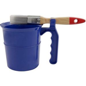 Verfpot inzetbeker - 2x - 1 liter - blauw - met deksel en handvat - verfbeker - schilderaccessoire