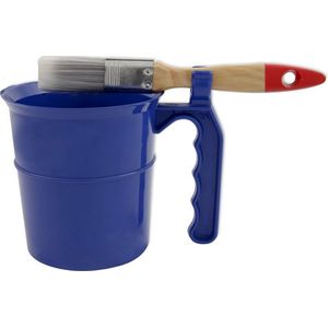 Verfpot inzetbeker - 3x - 1 liter - blauw - met deksel en handvat - verfbeker - schilderaccessoire