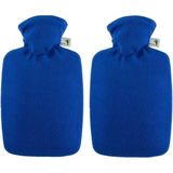 2x Fleece Kruiken Blauw 1,8 Liter met Hoes - Warmwaterkruik