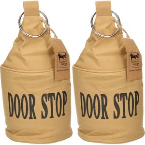 2x Canvas Deurstopper Bruin met Ring - 28 X 13 cm - 2.7 Kg - Deurstop