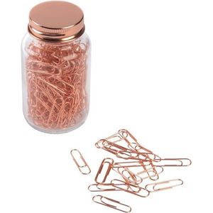 3x Koperen paperclips in glazen pot - 200 stuks per pot - Bureau/kantoorbenodigdheden - Kantoor artikelen - Paper clips koper