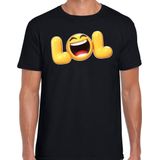 Funny emoticon t-shirt LOL zwart voor heren - Fun / cadeau shirt