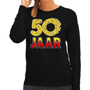 Funny emoticon sweater 50 Jaar zwart dames - Feesttruien