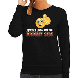 Funny emoticon sweater Always look the bright side zwart dames - Feesttruien