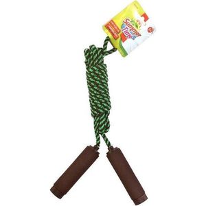 Springtouw zwart/groen 390 cm met foam handvatten - Buitenspeelgoed - Sportief speelgoed voor kinderen en volwassenen