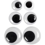Hobby Wiebel oogjes/googly eyes - 36x - 12-14-20 mm - Plastic beweegbare oogjes - Hobbybasisvoorwerp