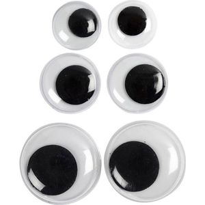 36x Wiebel oogjes/googly eyes 12-14-20 mm - Plastic beweegbare oogjes - Hobby/knutselmateriaal