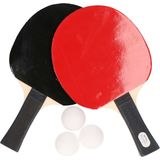 Tafeltennis/Ping Pong set met 2 batjes en 3 ballen in opbergtas - Pingpong spelen/tafeltennissen - Recreatief /sportief buitenspeelgoed voor kinderen en volwassenen
