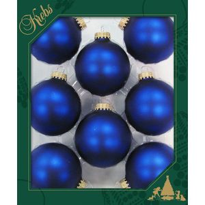 Royal Velvet Blauwe Glazen Kerstballen - 8x Mat 7 cm Kerstboomversiering