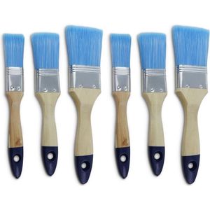 6x Verfkwasten Plat Blauw - Platte Schilderkwasten - Klussen/Schilderwerk In Huis